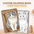 thumbnail image 2 of Personalized Cat Coloring Book for Adults – Custom Cat Line Art Coloring Pages from Photos, 12–48 Pages, Pet Memory Keepsake for Pet Lovers, Premium Wooden Cover, Spiral Binding, 2 of 9