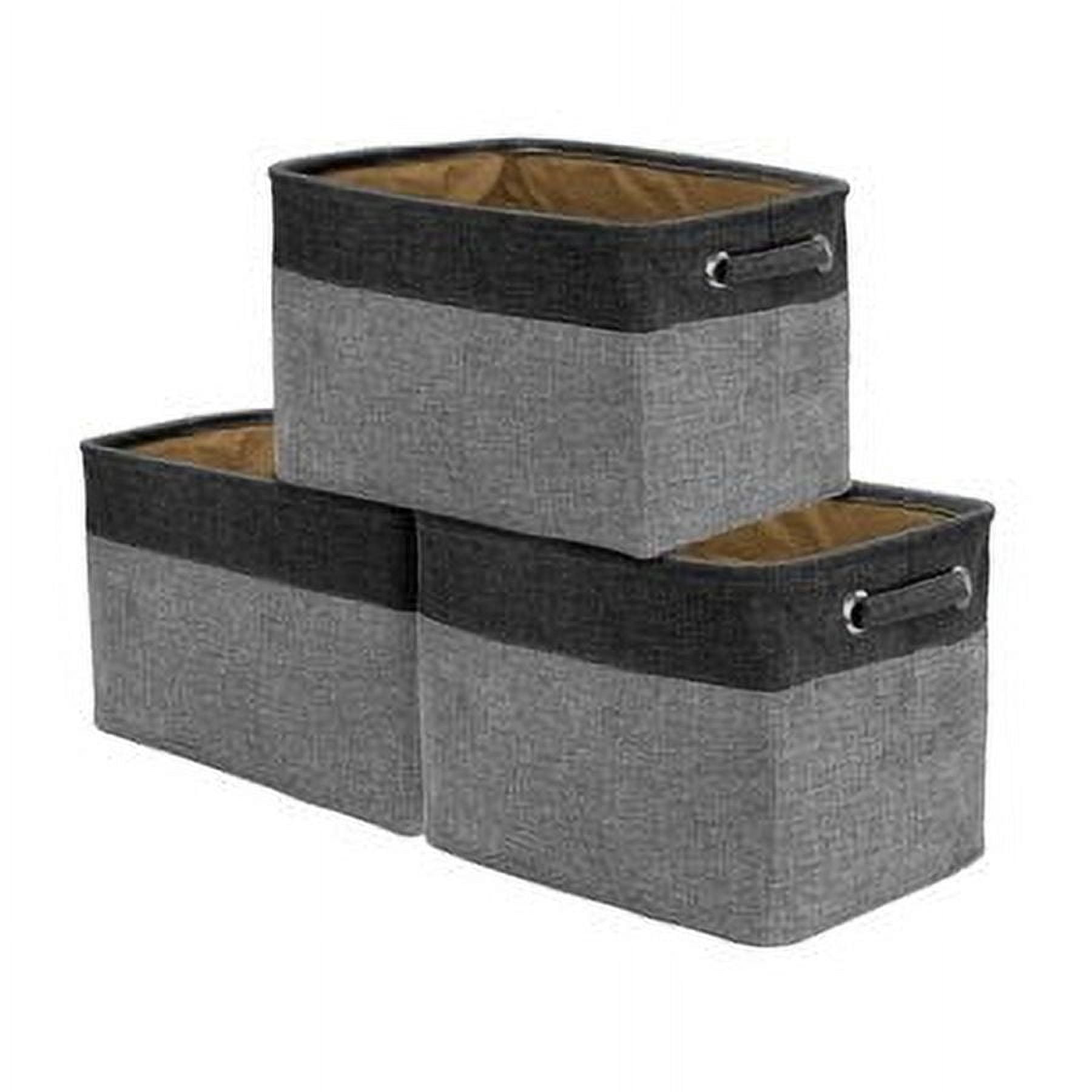 Sorbus Twill Storage Large Rectangular Fabric Collapsible Basket Organizer with Carry Handles, Multiple Colors, Set of 3