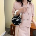 thumbnail image 3 of Bolsa Bolso de hombro redondo de moda para mujer de baloncesto, monedero con cadena de cuero (negro) Tmvgtek Para estrenar, 3 of 9