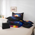 thumbnail image 6 of Manfei Cartoon Planets 7pcs Queen Bedding,Celestial Colorful Nebula Bedding Comforter Set Queen,Orange Black,Black Reversible, 6 of 7