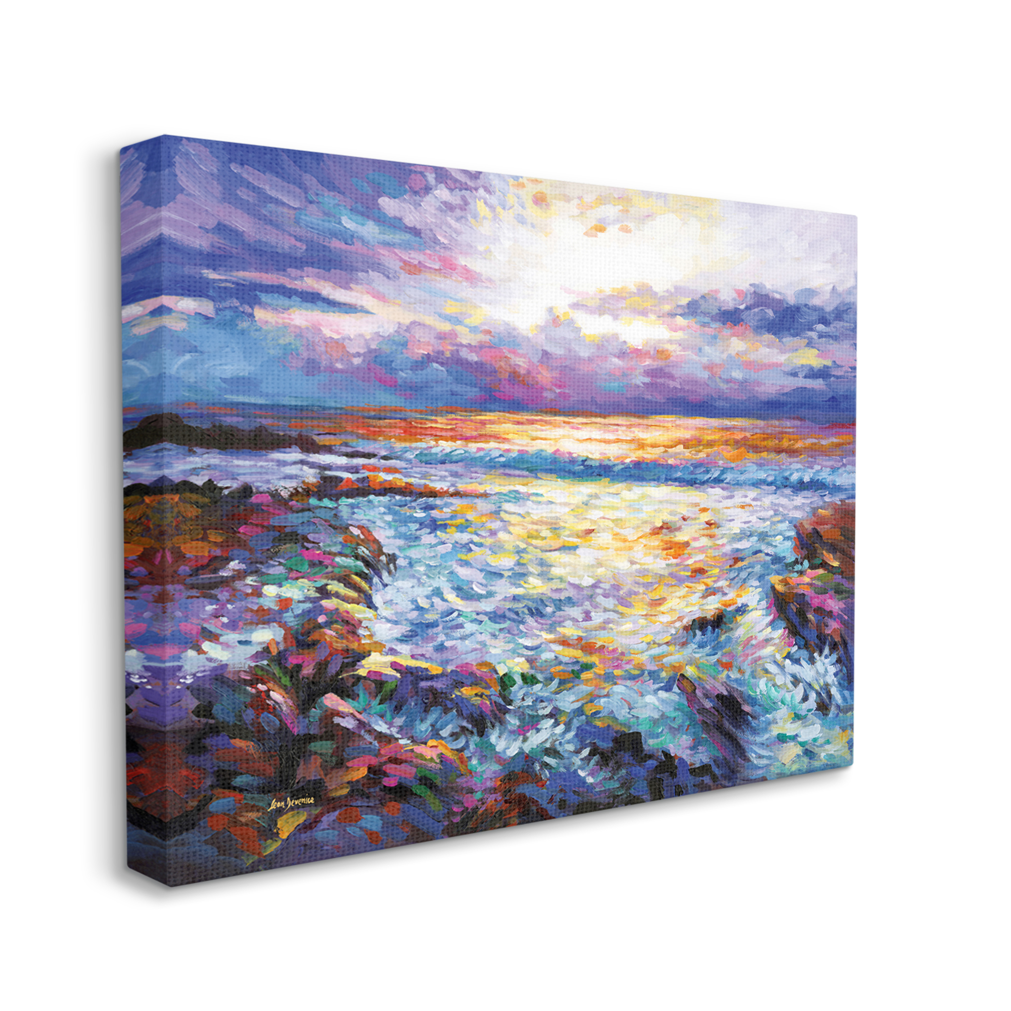 Stupell Industries Abstract Contemplation by the Sea Nature Painting Gallery Wrapped Canvas Art Print Wall Art, 20 x 16