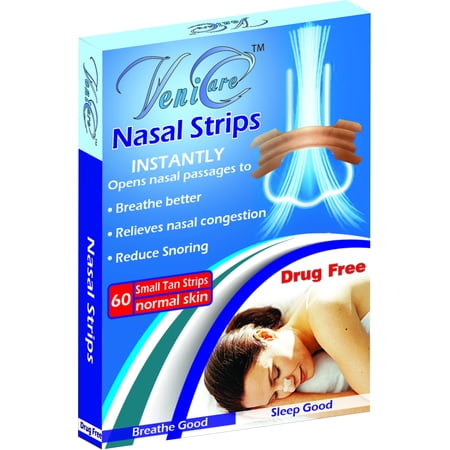 VeniCare NASAL STRIPS Reduce Snoring Right Now Relieves and Opens Nasal Passages (small 60 (Best Way To Reduce Snoring)