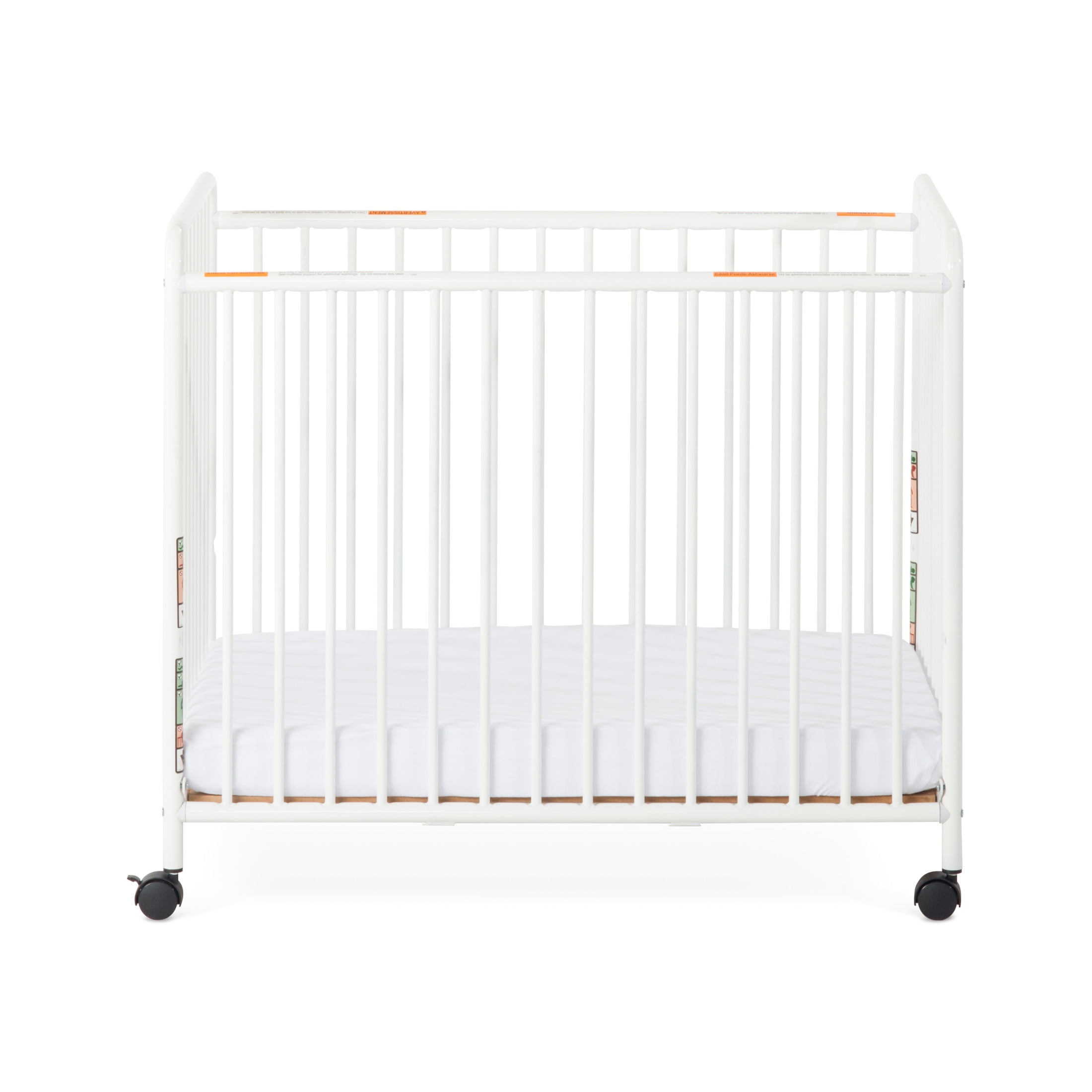 Child Craft Siesta Non-Folding Portable Crib with 2" Mattress, Durable Metal Frame, White