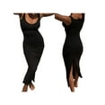 thumbnail image 6 of Franhais Women Tank Dress with Slit Solid Color Slim Fit Summer Casual Sleeveless Party Dress Streetwear, 6 of 7