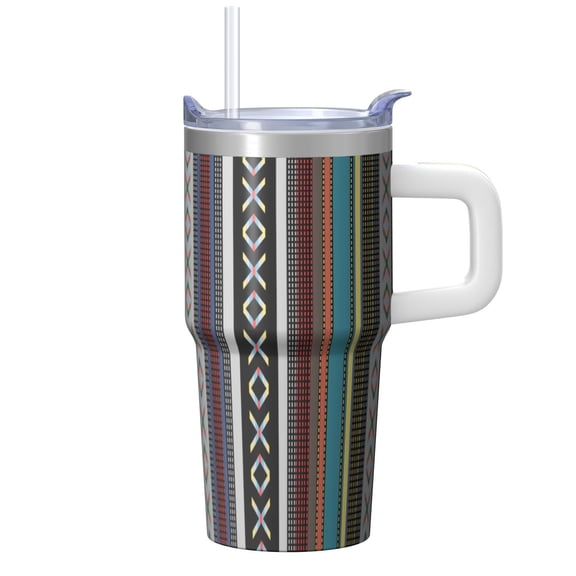 Insulated Coffee Tumbler 20oz with Lid & Straw - Stainless Steel Double Wall Vacuum Travel Mug, Leakproof Thermal Cup for Hot and Cold Drinks, Bohemian