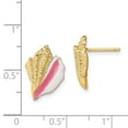 thumbnail image 3 of 14k Yellow Gold White & Pink Enamel Conch Shell Post Earrings, 3 of 7