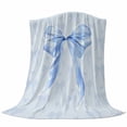 thumbnail image 6 of Cute Bow Blanket Soft Cozy Warm Throw Blanket for Couch, Plush Fuzzy Flannel Fleece Blankets for Sofa, Blue Bowknot Minimalist Solid Color Bed Blankets Lightweight Gifts for Women, 50"x60", 6 of 9