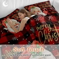 thumbnail image 4 of Merry Christmas 4 Piece Duvet Cover Set Twin Size Red Santa Claus Winter Snowflake Red Plaid Soft Bedding Set Comforter Cover, 1 Duvet Cover 1 Flat Sheets and 2 Pillowcases, 4 of 9