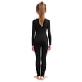 thumbnail image 2 of Hansber Kids 2-Piece Base Layer Underwear Thermal Tops and Stirrup Tights Ballet Dance Class Gymnastics Practice B Black L, 2 of 6