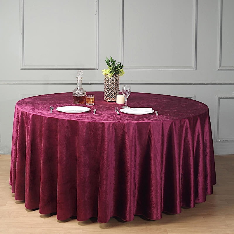120" Eggplant Round Premium Velvet Tablecloth Event Catering Linens Banquet - Walmart.com