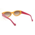 thumbnail image 4 of Womens Jewel Rhinestone Oval Glitter Concave Mid Temple Sunglasses Orange Fuchsia - Brown, 4 of 4