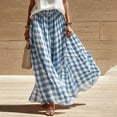 thumbnail image 6 of Women's A-Line Plaid Maxi Skirt Elastic High-Waisted Pleated Skirt Casual Flowy Chiffon Long Skirt for Summer Beach/Party/Vacation, 6 of 8