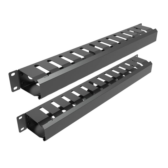 Jingchengmei 2 Pack of All Metal 1U Cable Management Horizontal Rack Mount Cable Manager with 12 Big Finger Slots for 19-inch Server Rack o
