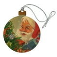 thumbnail image 1 of Christmas Holiday Santa Behind the Tree Wood Christmas Tree Holiday Ornament, 1 of 7