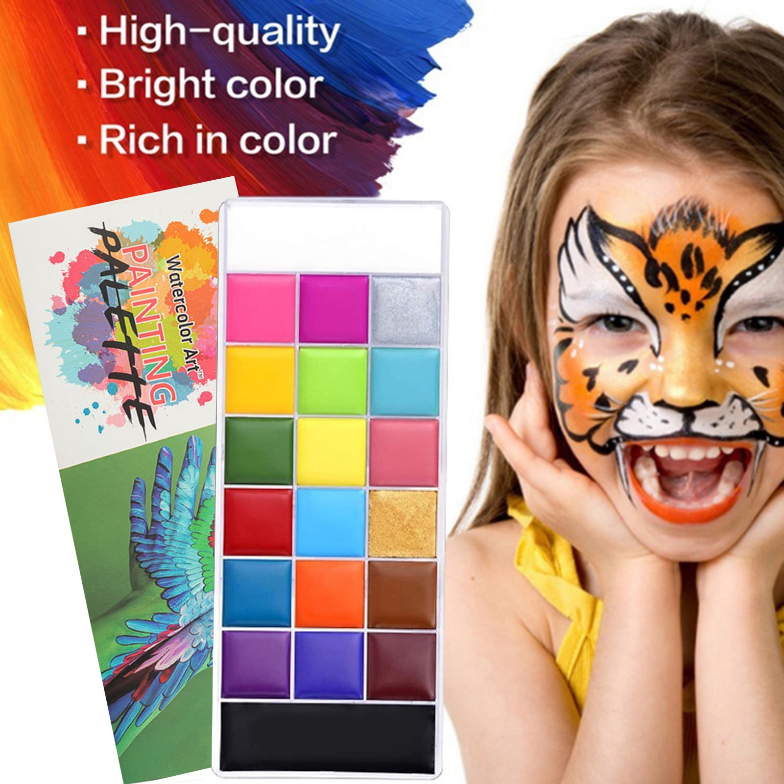 18 Color Face Painting Kits for Kids Non Toxic Halloween Face Paint Palette  on Christmas Halloween Facepaint Makeup Costume Birthday Party 