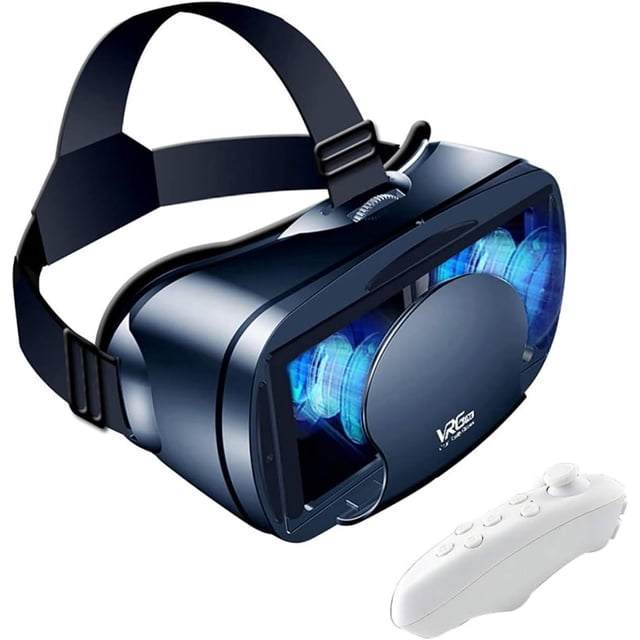 Auriculares VR para teléfono, Auriculares VR Gafas de Realidad Virtual Gafas para teléfono 3D Distancia Ajustable Suave y cómoda con Control Remoto para Juegos de películas 3D Negro