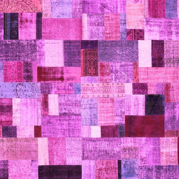 Ahgly Company Indoor Square Patchwork Pink Transitional Area Rugs, 3' Square