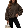 thumbnail image 6 of QUNYINEY Half Zip Womens Plus Sherpa Fleece Jacket Lightweight Outerwear Jackets Warm Long Sleeve Solid Color Stand Colla Coats, 6 of 8