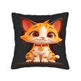 thumbnail image 4 of Set of 2 18x18in Throw Pillow Covers with Cartoon Cat Design - Vibrant Orange & White Stripes Perfect for Couch Bed or Car, 4 of 8