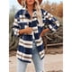 thumbnail image 4 of Chaqueta de Franela A Cuadros para Mujer, Ideal para Otoño Camisa de Larga con Botones y Bolsillos Laterales Azul Marino M, 4 of 7