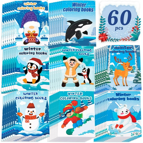 Libros para colorear de invierno 90shine, 60 unidades, obsequios para fiestas infantiles