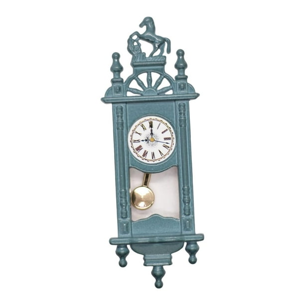 Reloj de pared para casa de muñecas a escala 1:12, reloj antiguo, accesorios para juegos de simulación, muebles. Azul