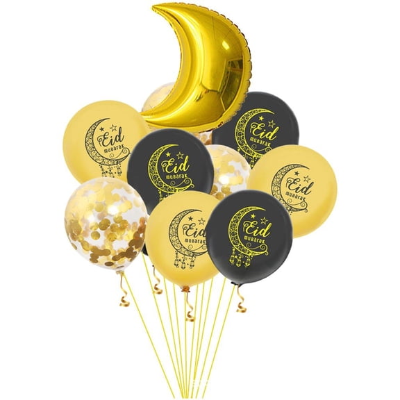 vlrwzc Eid Mubarak Balloons 12PCS Moon Foil Balloons Eid Patterns Latex Balloons for Islamic Muslim Party Supplies