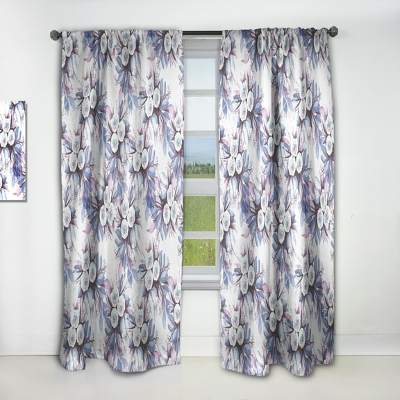 Designart 'Bloom Purple ' Floral Curtain Panel