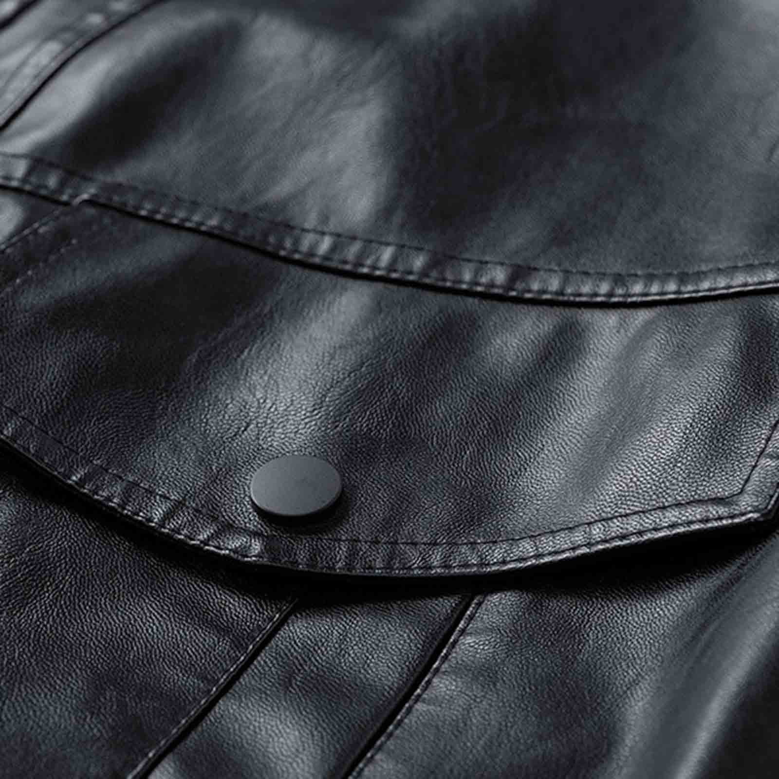 Xzbqbs Leather Jacket for Men Zip-Up Oversized Motorcycle Bomber