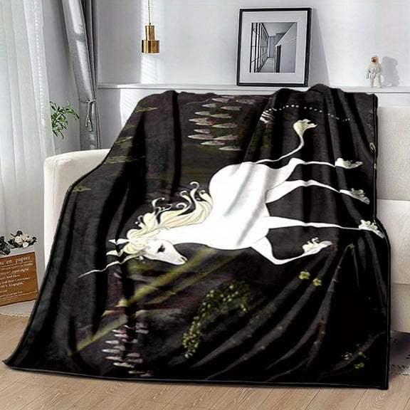 A unicorn print flannel blanket is soft and comfortable suitable for travel sofa beds and home decor ideal for birthday or holiday gifts suitable for all seasons