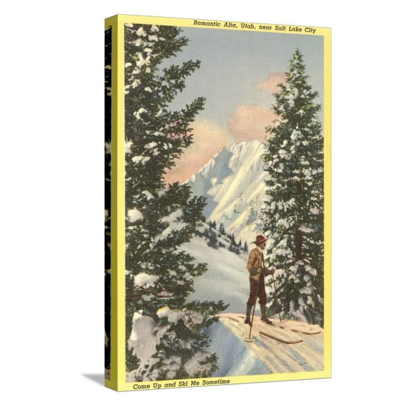 Art.com Alta Ski Resort, Salt Lake City, Utah Stretched Canvas Print Wall Art, 12" x 18"