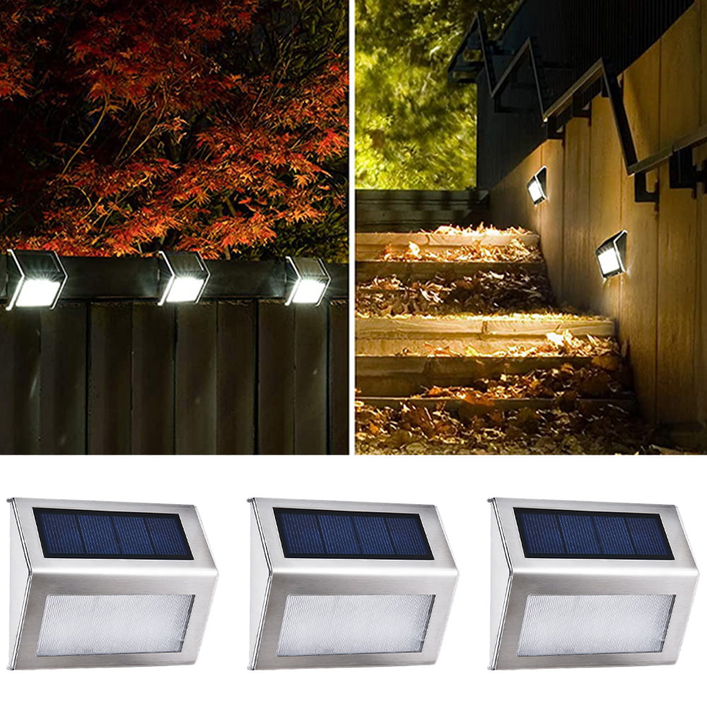 6pcs Solar Fence Lights 9 LEDs Gutter Lamp Waterproof Security Outdoor Lighting