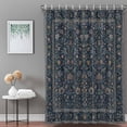 thumbnail image 4 of Dense Floral Fields Shower Curtain with Hooks, Rustic Navy Blue Blossom Vines Floral Borders Water Repellent Shower Curtains for Bathroom Decor Sturdy Shower Curtain, Machine Washable 48x72 Inch, 4 of 9