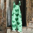 thumbnail image 2 of QATAINLAV Wide Leg Linen Jumpsuits for Women St Patricks Day Outfits Funny Graphic Spaghetti Strap Rompers One Piece Pants with Pockets Green L Fall Savings, 2 of 6