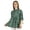 Dark Green, variant on Moomaya Printed Top 3/4 Sleeve Mandarin Collar Pleated Fit & Flare Short Tunic For Women