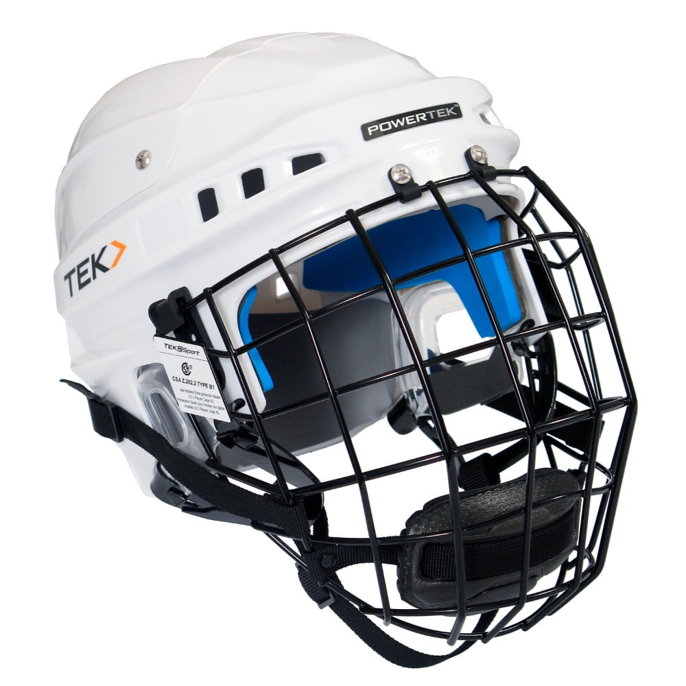 V3.0 Powertek White Helmet with Cage - SR Large