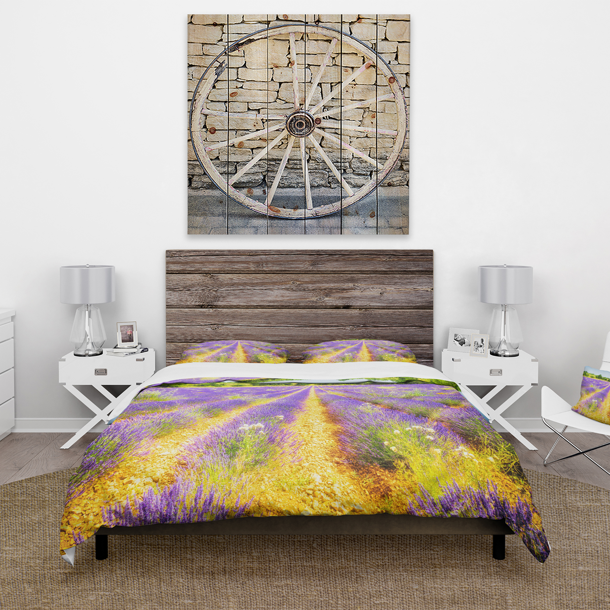 Designart 'Fantastic Lavender Field of France' Cabin & Lodge Duvet Cover Set