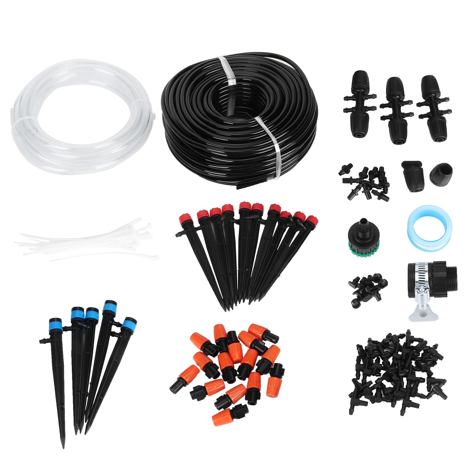 Rupoun 131.2 ft / 40m Drip Irrigation Kit Automatic Plant Watering System with Misters, Sprinklers, and Adjustable Flow Nozzles for DIY Garden and Greenhouse