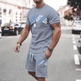 thumbnail image 6 of Afdoent Mens 2 Piece Sets Comfortable Short Sleeve T Shirt And Shorts Summer Outfit Oversized Sports Clothing Mens Fitness Suit Beach Clothes Comfort, 6 of 6