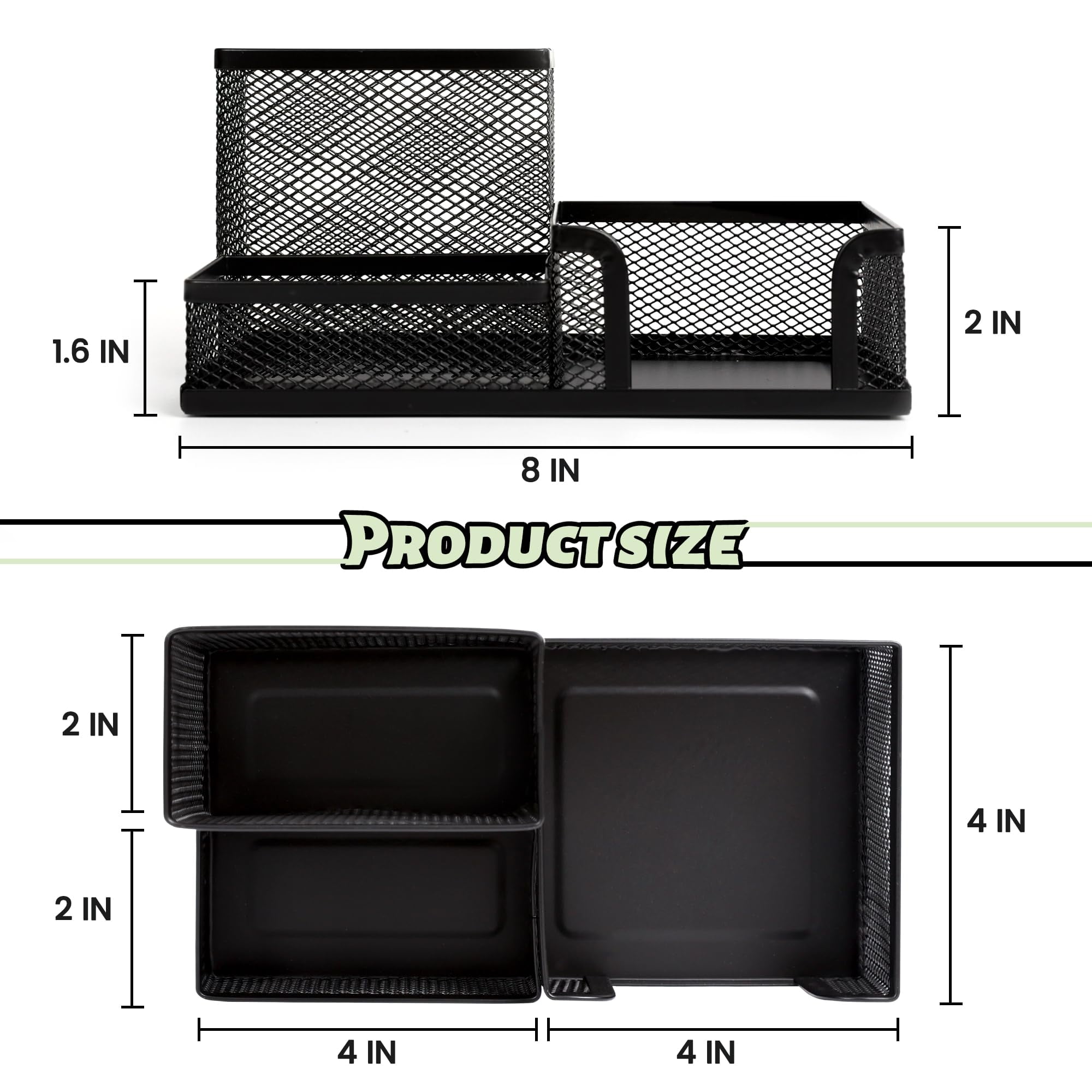 2 Pieces Mesh Pen Holder Desk Organizers and Accessories for Desk,3 Compartments Black Pencil Holder for Office Supplies, Gifts for Colleague