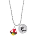 thumbnail image 1 of Delight Jewelry Resin Red Spotted Mushroom Silvertone Script Initial Disc - Q - Charm Necklace, 20"+3", 1 of 4