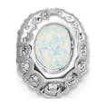 thumbnail image 3 of Auriga 14k White Gold Oval Created Opal and Diamond Halo Chain Slide Pendant for Women (L-11.4mm, W-9.3mm), 3 of 5