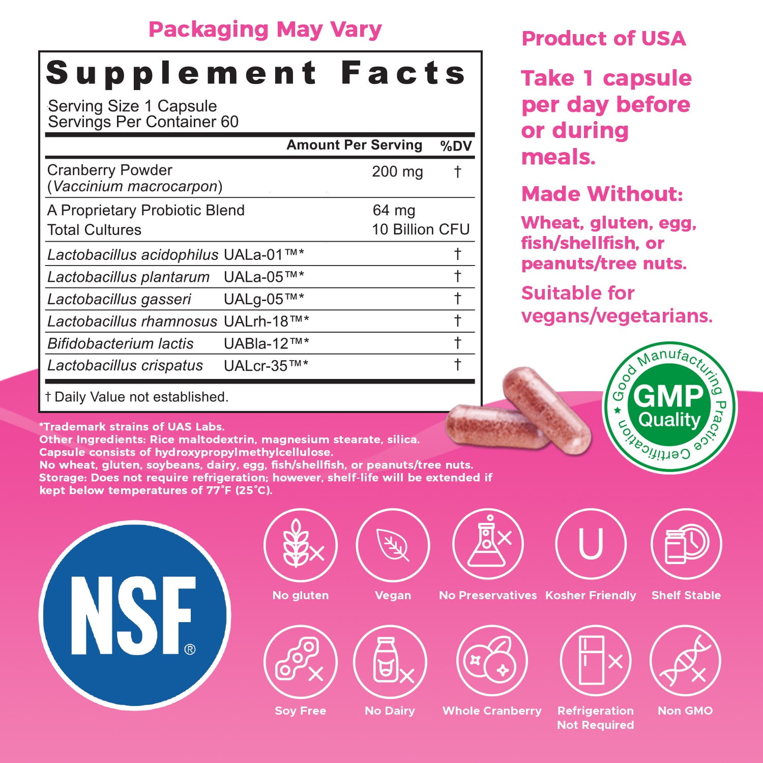 Nutricelebrity NutriFlora-Pro Probiotics for Women 60 Caps 2 Pack