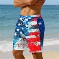 thumbnail image 4 of Men's Patriotic 4th of July Print Quick-Dry Swim Trunks, Elastic Waist Beach Shorts with Pockets Dark Blue XXL, 4 of 6