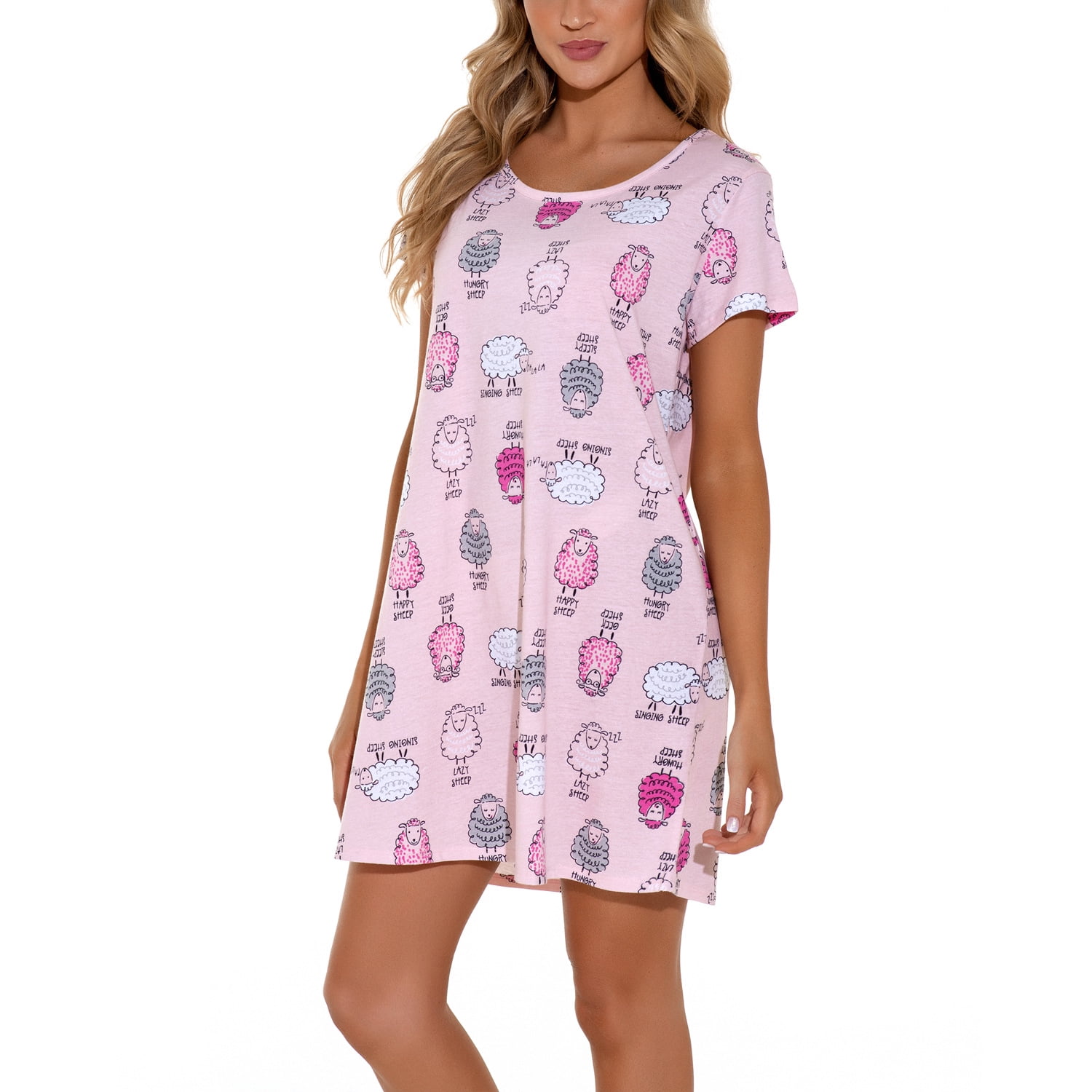 Lu's Chic Women's Cotton Nightgowns Soft Short Sleeve Sleep Shirt