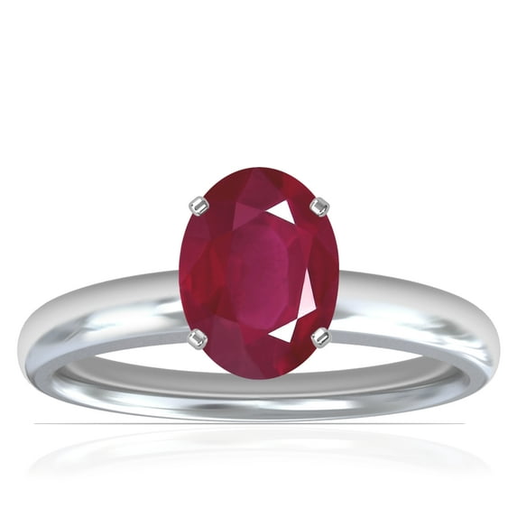 GemsNY July Birthstone - Traditional Oval Ruby Solitaire Ring (Grade - A | 1.00cts.)