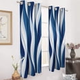 thumbnail image 3 of Dark Blue Wavy Abstract Lines Blackout Curtains Window Drapes Room Darkening Thermal Insulated Grommets Blackout Curtains, for Living, Dining, Bedroom,2 Panels, 3 of 6