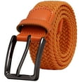 thumbnail image 2 of Falari Black Buckle Men Canvas Elastic Fabric Woven Stretch Braided Belt Orange L, 2 of 5
