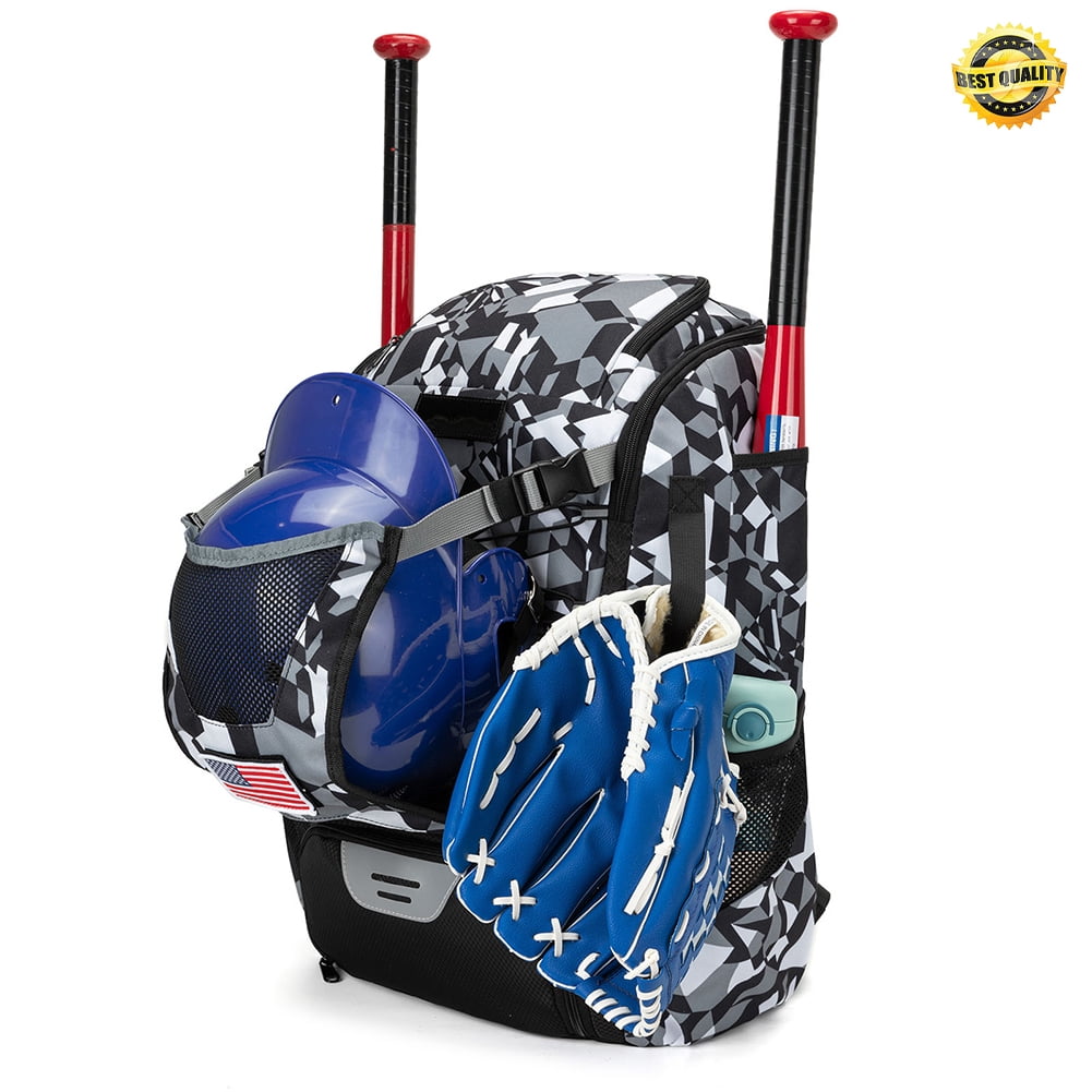 HUISZJ 43L Baseball Bag, Large Baseball Backpack with Side Pockets, Durable Softball Backpack with Shoe Compartment, Style 3