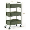 thumbnail image 6 of 3-Tier Delicate Compact Rolling Metal Storage Organizer - Mobile Utility Cart Kitchen/Under Desk Cart with Caster Wheels (ARMY, Compact (15.5" X 26.8" X 10.27")), 6 of 13